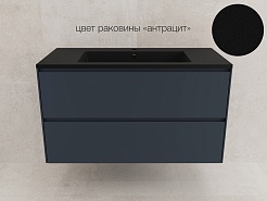 Style Line Тумба с кварцевой раковиной антрацит Лима 100 Plus подвесная эмаль графит матовая – фотография-2